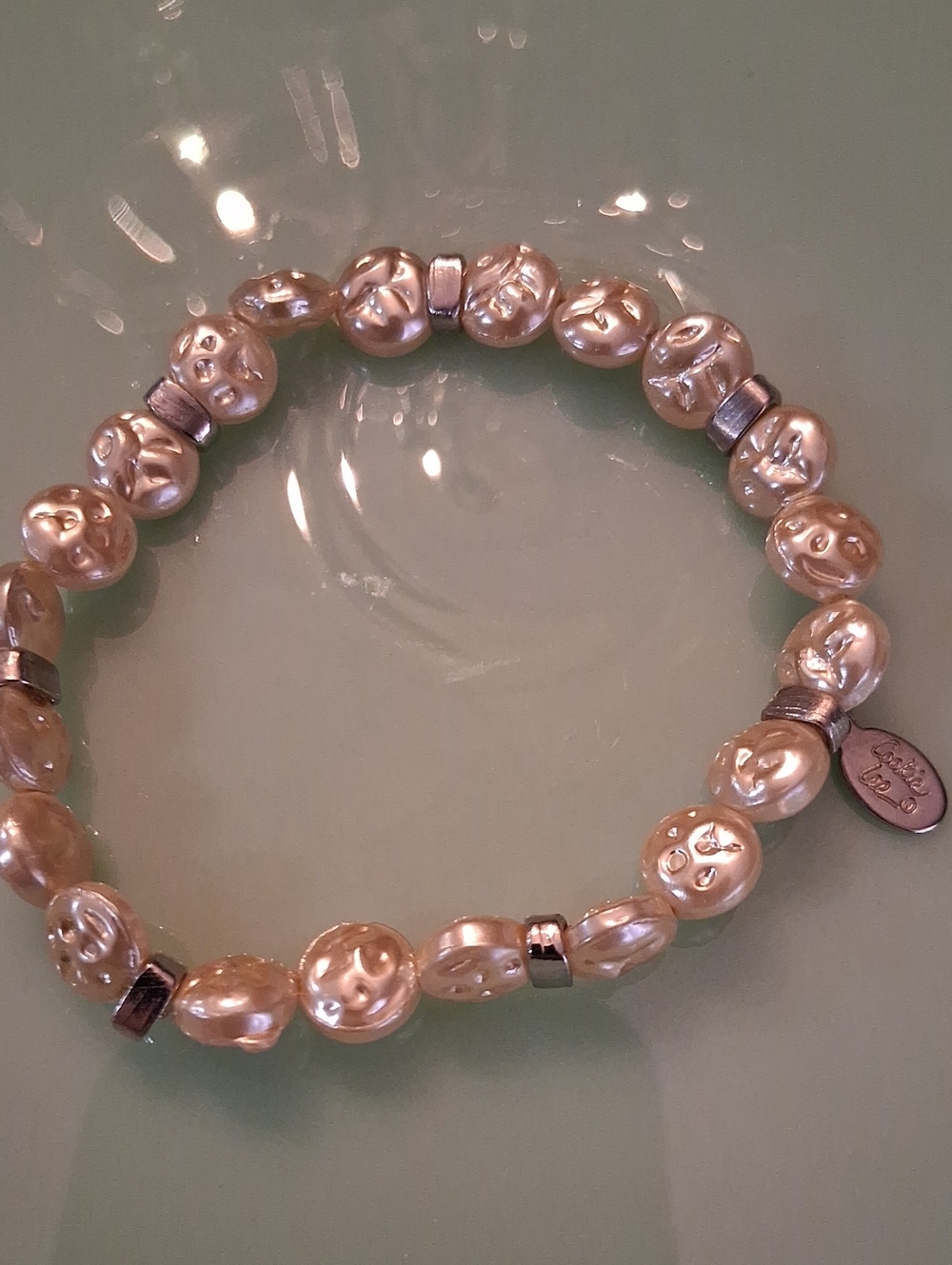 Cookie Lee Pearl Colored and Silvertone Bracelet